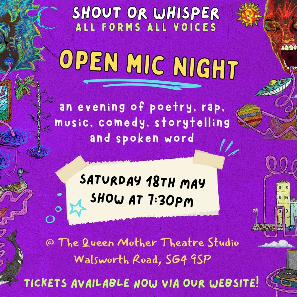 Shout or Whisper Open Mic Poster Image